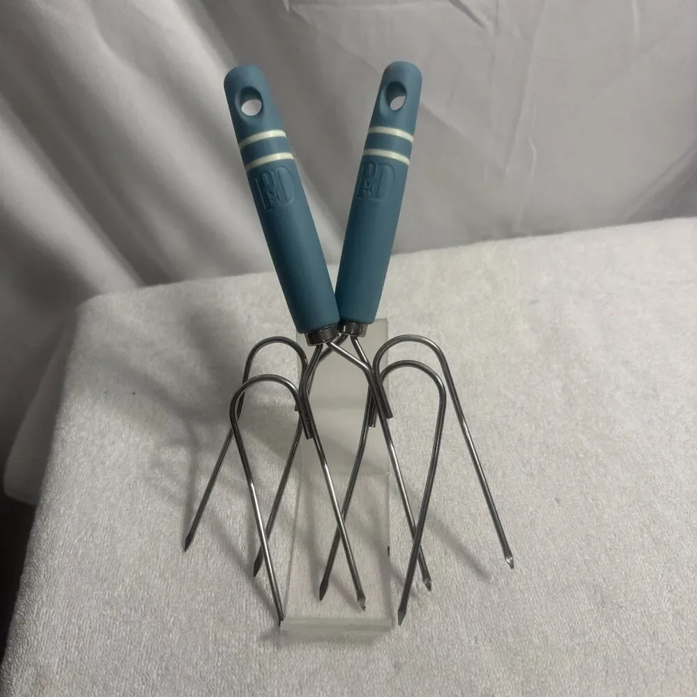 Paula Deen S.S. Meat /Turkey Lifters with Soft Pacific Blue Foam Grip Handles